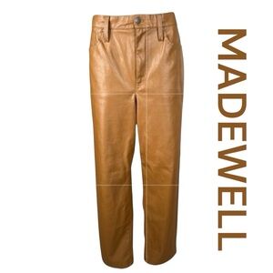 MADEWELL The Perfect Vintage Wide-Leg Jean in Vegan Leather, Pockets, Size 28.
